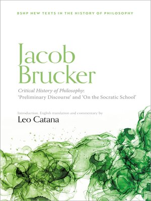 cover image of Jacob Brucker, Critical History of Philosophy